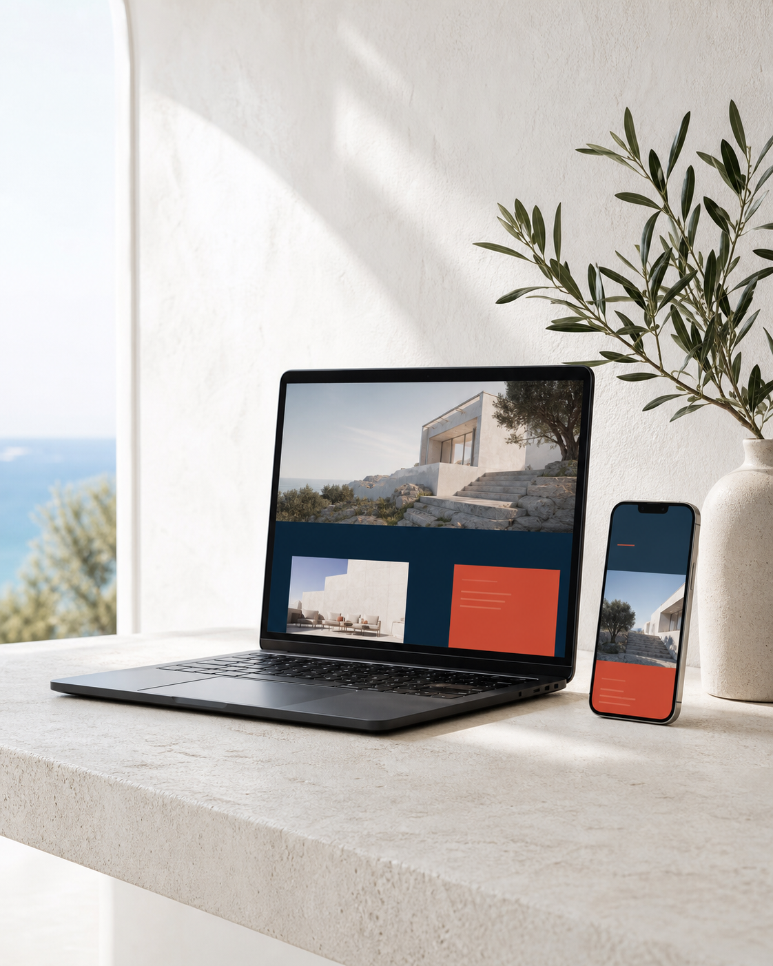 Responsive website shown across laptop and phone